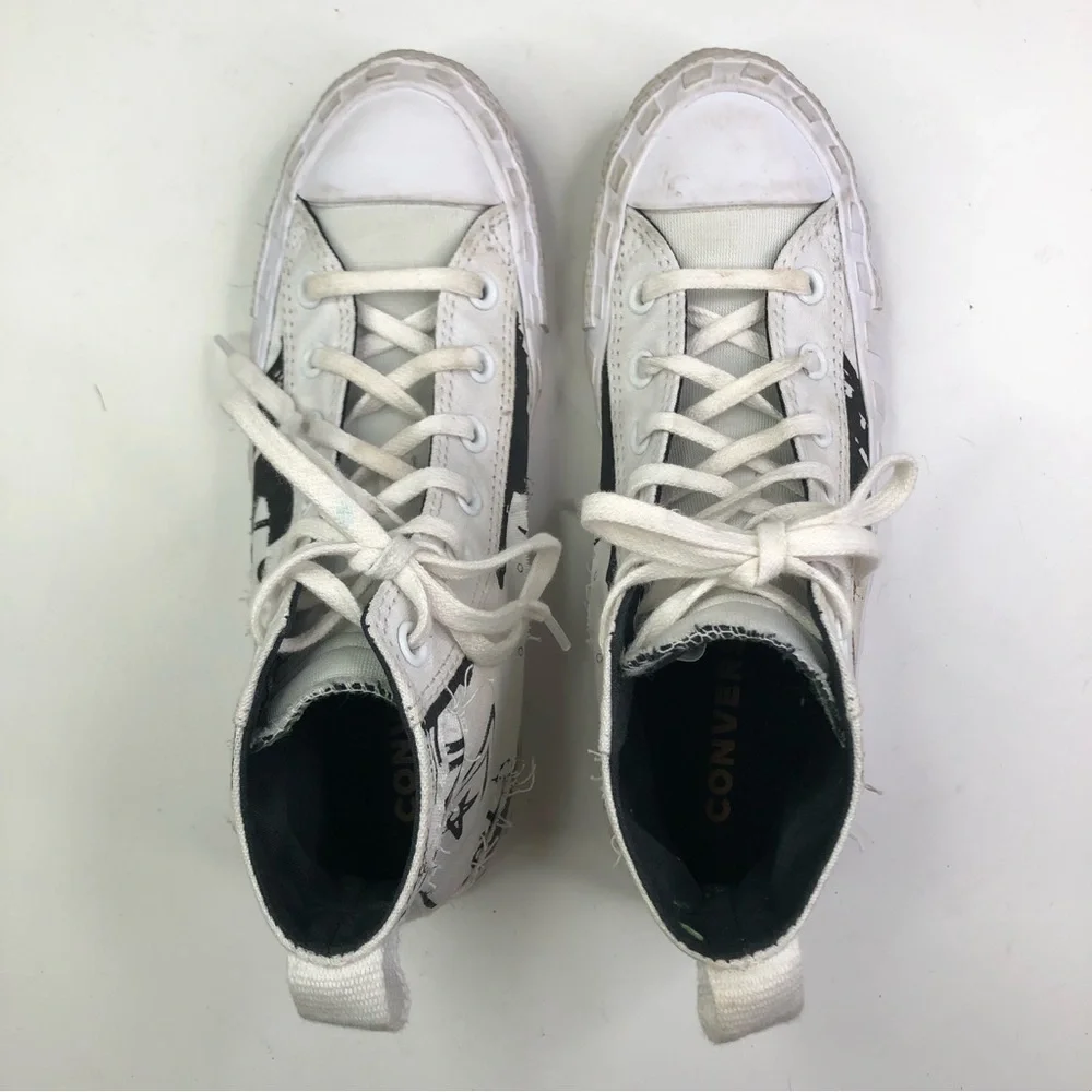 Converse Unt1Tl3D Hi Script Print Black high top sneakers 6
